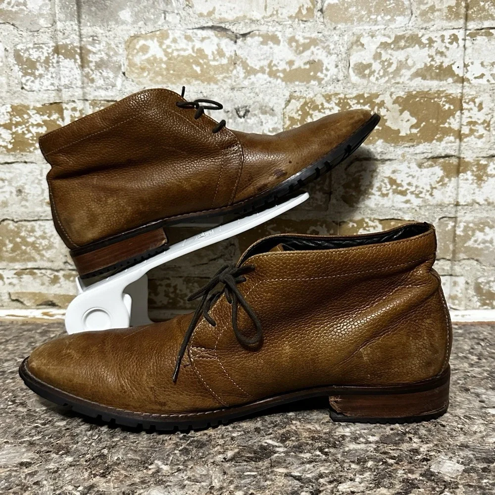 Cole Haan NikeAir Brown Leather Oxford Ankle Boots Men's Size 13M Pebbled READ